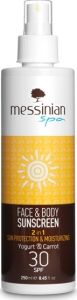 Messinian Spa Face  Body Sunscreen 2 in 1 Protecting  Moisturizing Yoghurt  Carrot SPF30 250ml