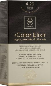 Apivita My Color Elixir Βαφή Μαλλιών με Έλαιο Ελιάς Argan και Αβοκάντο - Απόχρωση Νο 4.20 Καστανό Βιολετί 50ml