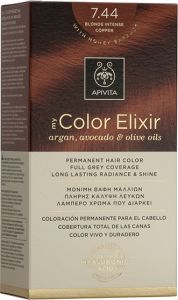 Apivita My Color Elixir Βαφή Μαλλιών με Έλαιο Ελιάς Argan και Αβοκάντο - Απόχρωση Νο 7.44 Ξανθό Έντονο Χάλκινο 50ml