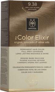 Apivita My Color Elixir Βαφή Μαλλιών με Έλαιο Ελιάς Argan και Αβοκάντο - Απόχρωση Νο 9.38 Ξανθό Πολύ Ανοιχτό Μελί Περλέ 50ml
