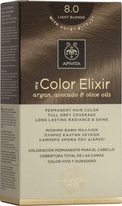 Apivita My Color Elixir Βαφή Μαλλιών με Έλαιο Ελιάς Argan και Αβοκάντο - Απόχρωση Νο 8.0 Ξανθό Ανοιχτό 50ml