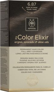 Apivita My Color Elixir Βαφή Μαλλιών με Έλαιο Ελιάς Argan και Αβοκάντο - Απόχρωση Νο 6.87 Ξανθό Σκούρο Περλέ Μπεζ 50ml