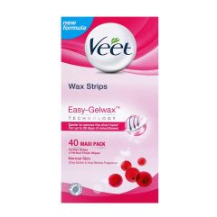 Veet Wax Strips Easy-Gelwax Ταινίες Κεριού Αποτρίχωσης για Πόδια 40Τμχ
