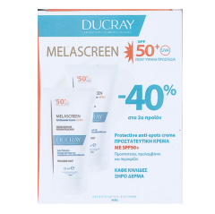 Ducray Melascreen UV SPF50+ Αντηλιακή Kρέμα για Ξηρό Δέρμα με Καφέ Κηλίδες και Πανάδες 2x40ml με -40% Στο Δεύτερο Προϊόν