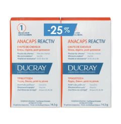 Ducray Anacaps Reactiv Συμπλήρωμα Διατροφής για τα Μαλλιά 2x30caps Με -25% στο Δεύτερο προϊόν