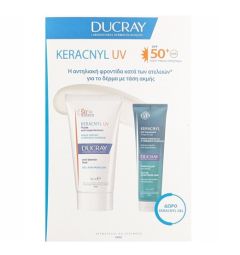 Ducray Keracnyl Λεπτόρευστη Αντηλιακή Κρέμα SPF50+ Για Δέρμα Με Τάση Ακμής 50ml και Gel Καθαρισμού 100ml