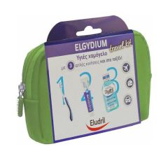 Elgydium Eludril Travel Kit Οδοντόκρεμα 50ml και Οδοντόβουρτσα ταξιδιού και Στοματικό Διάλυμα 15ml και Τσαντάκι Πράσινο