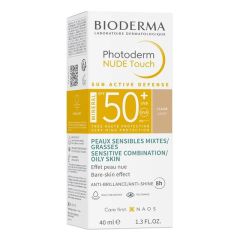 Bioderma Photoderm Nude Touch Αδιάβροχη Αντηλιακή Κρέμα Προσώπου SPF50 με Χρώμα Light 40ml