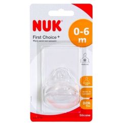 Nuk First Choice+ Θηλή Σιλικόνης 0-6m Μέγεθος 1 με Βαλβίδα για Λεπτόρρευστα Υγρά (Small) 1τμχ