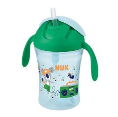 Nuk Παιδικό Ποτηράκι με Λαβές και Καλαμάκι "Motion Cup" από Πλαστικό για 8m+ Πράσινο 230ml