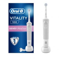 Oral-B Vitality 100 Sensi UltraThin Box Grey-White Επαναφορτιζόμενη Ηλεκτρική Οδοντόβουρτσα 1ΤΜΧ