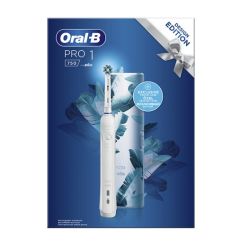 Oral-B Επαναφορτιζόμενη Ηλεκτρική Οδοντόβουρτσα Pro 1 750 White Design Edition με Θήκη Ταξιδίου 1τμχ