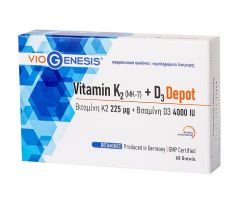Viogenesis Vitamin K2 (MK-7) 225μg + Vitamin D3 Depot 4000iu 60 ταμπλέτες