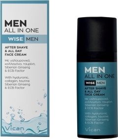 VICAN WISE MEN ALL IN ONE AFTER SHAVE  ALL DAY FACE CREAM ΑΝΔΡΙΚΗ ΚΡΕΜΑ ΕΝΤΑΤΙΚΗΣ ΕΝΥΔΑΤΩΣΗΣ 50ML