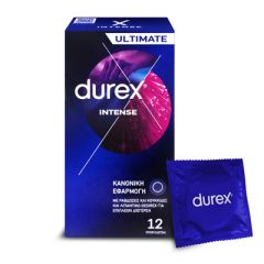 Durex Intense Προφυλακτικά με Κουκίδες Ραβδώσεις και διεγερτικό Τζέλ κανονική εφαρμογή 12 τεμάχια
