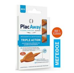 PlacAway Triple Action Μεσοδόντια Βουρτσάκια 0.45mm Πορτοκαλί 6τμχ