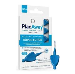 PlacAway Triple Action Μεσοδόντια Βουρτσάκια 0.6mm Μπλε 6τμχ
