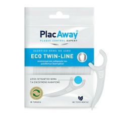 PlacAway Eco Twin-Line Διπλό Λευκαντικό Οδοντικό Νήμα με Λαβή 30τμχ Γεύση Μέντας