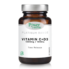 Power Of Nature Platinum Range Vitamin C+D3 Βιταμίνη για Ενέργεια και Ανοσοποιητικό 1000iu 1000mg 30 ταμπλέτες
