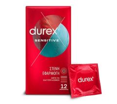 Durex Προφυλακτικά Λεπτά Sensitive με Στενή εφαρμογή 12 τεμάχια