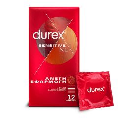 Durex Προφυλακτικά Λεπτά Sensitive XL Άνετη εφαρμοργή 12 τεμάχια