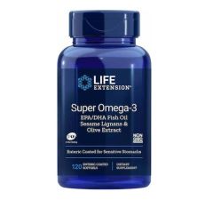 Life Extension Super Omega 3 EPA/DHA with Sesame Lignans-Olive 120 Softgels