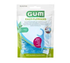 Gum Easy Flossers 890 Οδοντικό Νήμα σε Διχάλες Cool Mint Ελαφρώς Κερωμένο, 50Τμχ