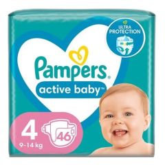 Pampers Active Baby Πάνες με Αυτοκόλλητο No. 4 για 9-14kg 46τμχ