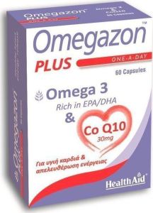 HEALTH AID OMEGAZON PLUS Ω3  Co Q10 Ωμέγα 3 Λιπαρά Οξέα σε Συνδυασμό με Συνένζυμο Q10 60Caps