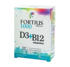 Geoplan Fortius 1000 D3 + B12 Vitamins 1000IU Συμπλήρωμα Διατροφής με Βιταμίνη D3 και Βιταμίνη Β12 με 30 Tαμπλέτες