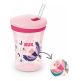 Nuk Action Cup Ποτηράκι που Αλλάζει Χρώμα με Καλαμάκι για 12m+ Χρώματα Ροζ/Μπλέ 230ml